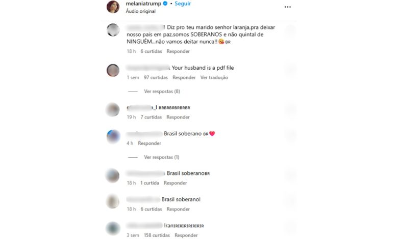'Diz pro seu marido, o Senhor Laranja, nos deixar em paz': brasileiros invadem posts de Melania após Trump fechar comentários