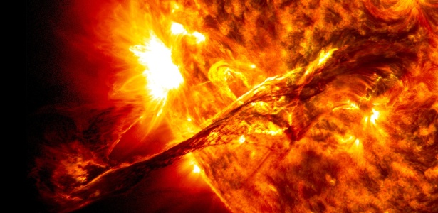 Cinto de radiação emitido por uma explosão solar