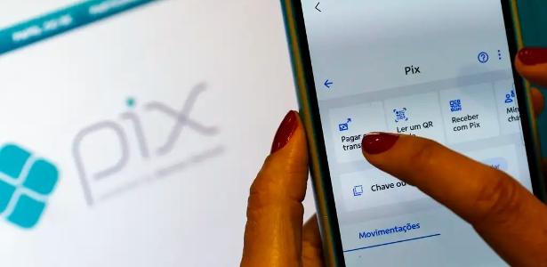 Aplicativo bancário exibindo pagamento com Pix