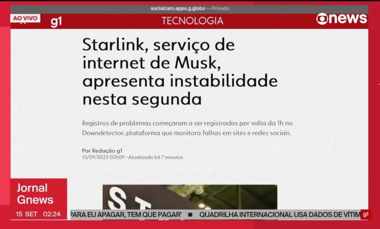 Starlink, serviço de internet de Musk, apresenta instabilidade nesta segunda
