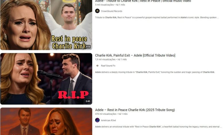Música de Adele em homenagem a Charlie Kirk é outro caso de excessos da IA