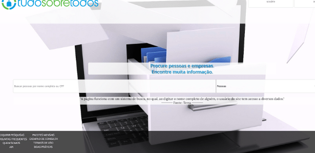 Site permite a busca online de informações pessoais como CPF e endereço