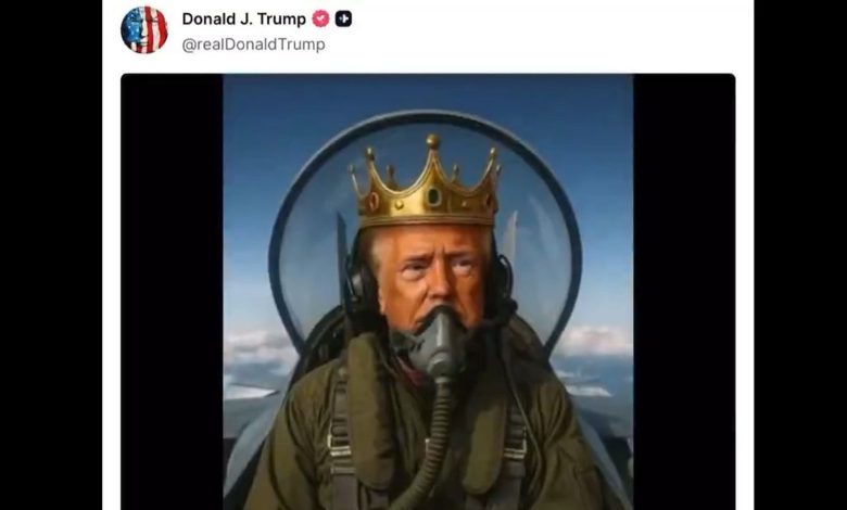 Trump divulga vídeo de IA em que joga fezes em manifestantes enquanto veste coroa