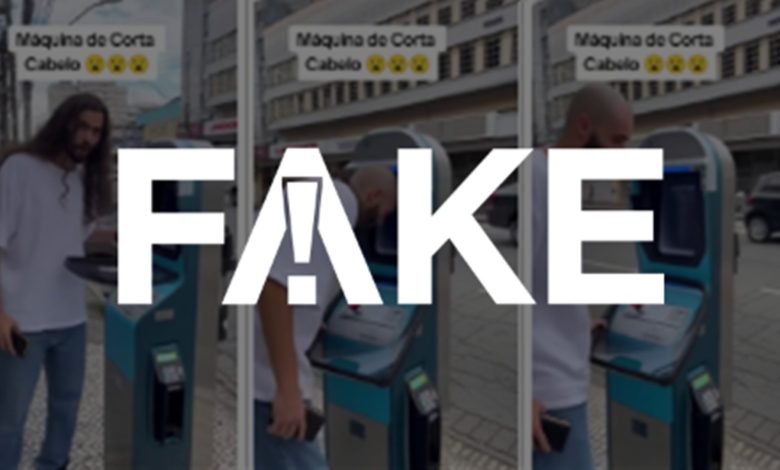 É #FAKE vídeo de 'totem' automático para cortar cabelo em calçada; cena foi criada com inteligência artificial