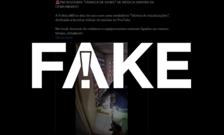 É #FAKE vídeo que mostra polícia achando 'fábrica de visualizações' de conteúdos do YouTube; cena foi criada com inteligência artificial