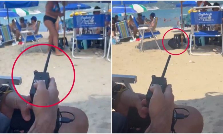 Vídeo viral de turista usando bloqueador de sinal em praia levanta debate