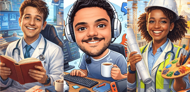 Caricaturas criadas no ChatGPT