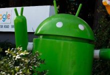Robô mascote do sistema Android, na sede do Google, em Mountain View, na Califórnia (EUA)