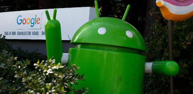 Robô mascote do sistema Android, na sede do Google, em Mountain View, na Califórnia (EUA)