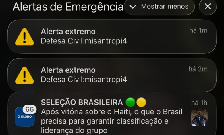Defesa Civil Nacional envia alerta sonoro extremo a celulares; órgão fala em possível ataque hacker