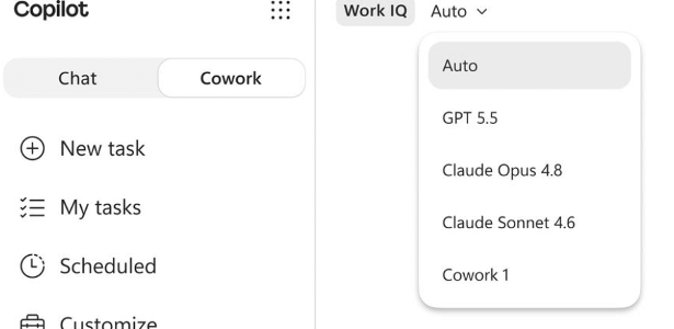 Interface do Microsoft Copilot Cowork