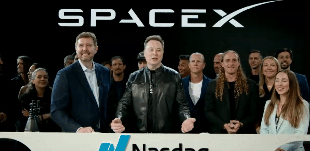 Elon Musk, na estreia das ações da SpaceX na Bolsa eletrônica Nasdaq
