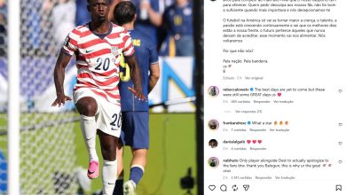 Balogun pede desculpas pela eliminação dos EUA na Copa: 'Decepcionamos vocês'