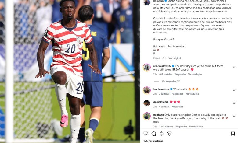 Balogun pede desculpas pela eliminação dos EUA na Copa: 'Decepcionamos vocês'