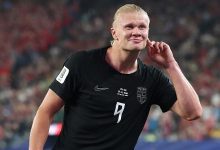 Haaland celebra gol em Noruega x Senegal, duelo da Copa do Mundo