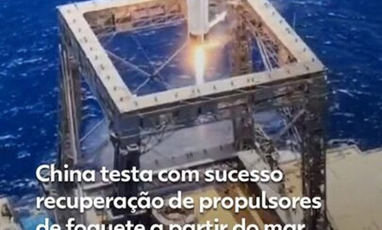 China testa sistema de recuperação de propulsores de foguete no mar