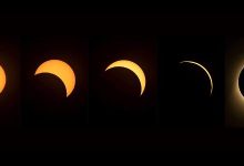 Diferentes fases de eclipse solar total