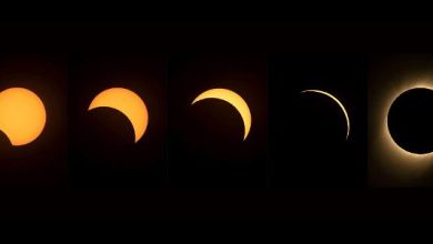 Diferentes fases de eclipse solar total