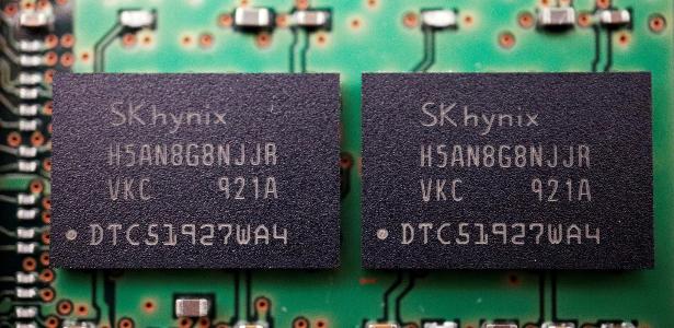 Chips de memória da fabricante sul-coreana de semicondutores SK Hynix