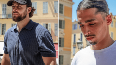06.jul.26 - Os streamers Owen Cenazandotti (à esquerda) e Safine Hamadi (à direita), julgados na França por violência praticada em grupo e incitação ao ódio ou à violência
