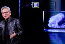 Jensen Huang, CEO da Nvidia, durante apresentação em Taiwan