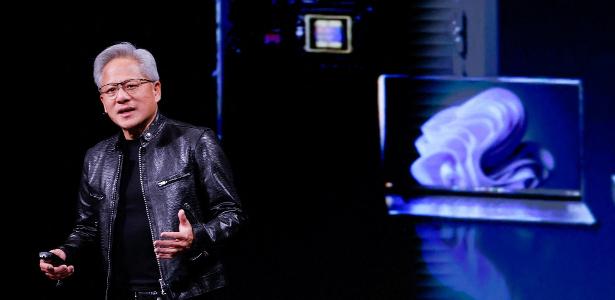 Jensen Huang, CEO da Nvidia, durante apresentação em Taiwan