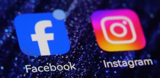 Ilustração com logotipo do Facebook (esq.) e Instagram (dir.)