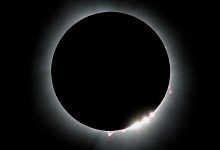 Eclipse solar total visto em Carbondale, Illinois (EUA), em 8 de abril de 2024