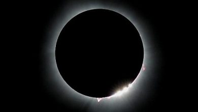 Eclipse solar total visto em Carbondale, Illinois (EUA), em 8 de abril de 2024