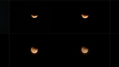 Esquema de fotos mostra as fases de eclipse lunar parcial em Seul, na Coreia do Sul, em 2021
