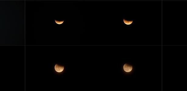 Esquema de fotos mostra as fases de eclipse lunar parcial em Seul, na Coreia do Sul, em 2021