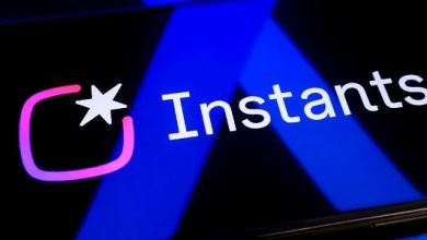 Instagram Instants com o logotipo da Meta em segundo plano