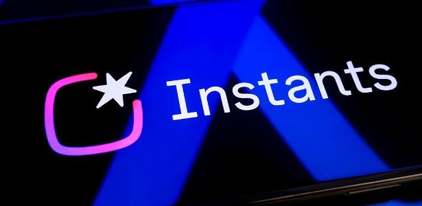 Instagram Instants com o logotipo da Meta em segundo plano